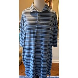 Southern Marsh Mens XL Blue Striped Short Sleeve Polo Shirt RN126742